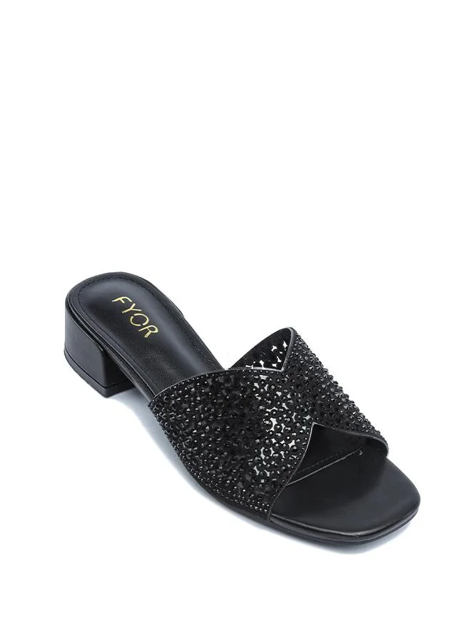 فايور Stylish Ornate Evening Slide Heel  AJ 019